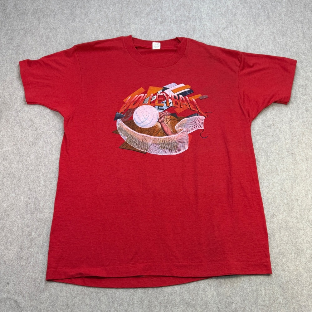 Vintage Screen Stars T Mens XL Volleyball Red 80s Retro Streetwear Single Stitch